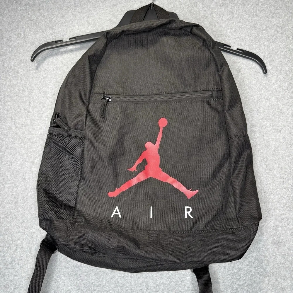 Nike Jordan Air School Backpack Large Black Red Bottle Pocket 9A0503-023